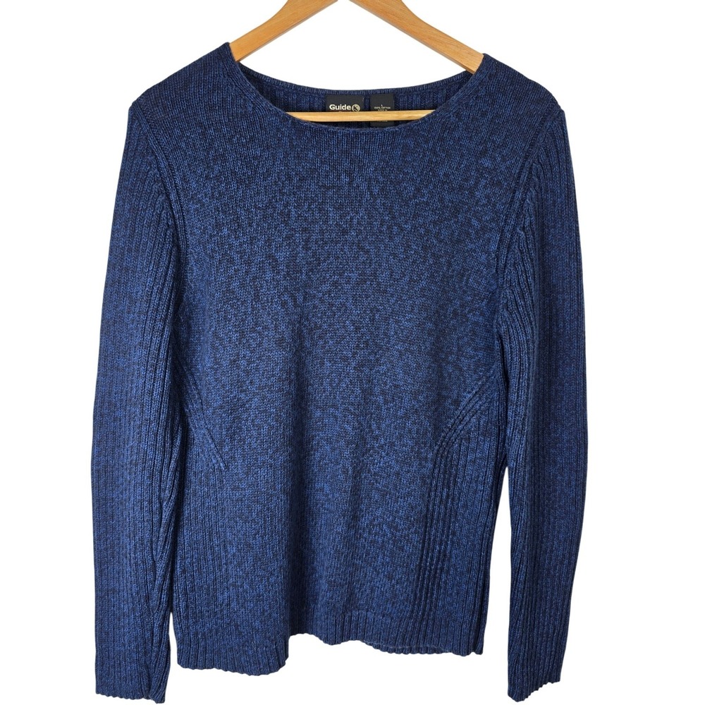 Guide Series Womens‎ Blue Cotton Blend Long Sleeve Knit Sweater Size L